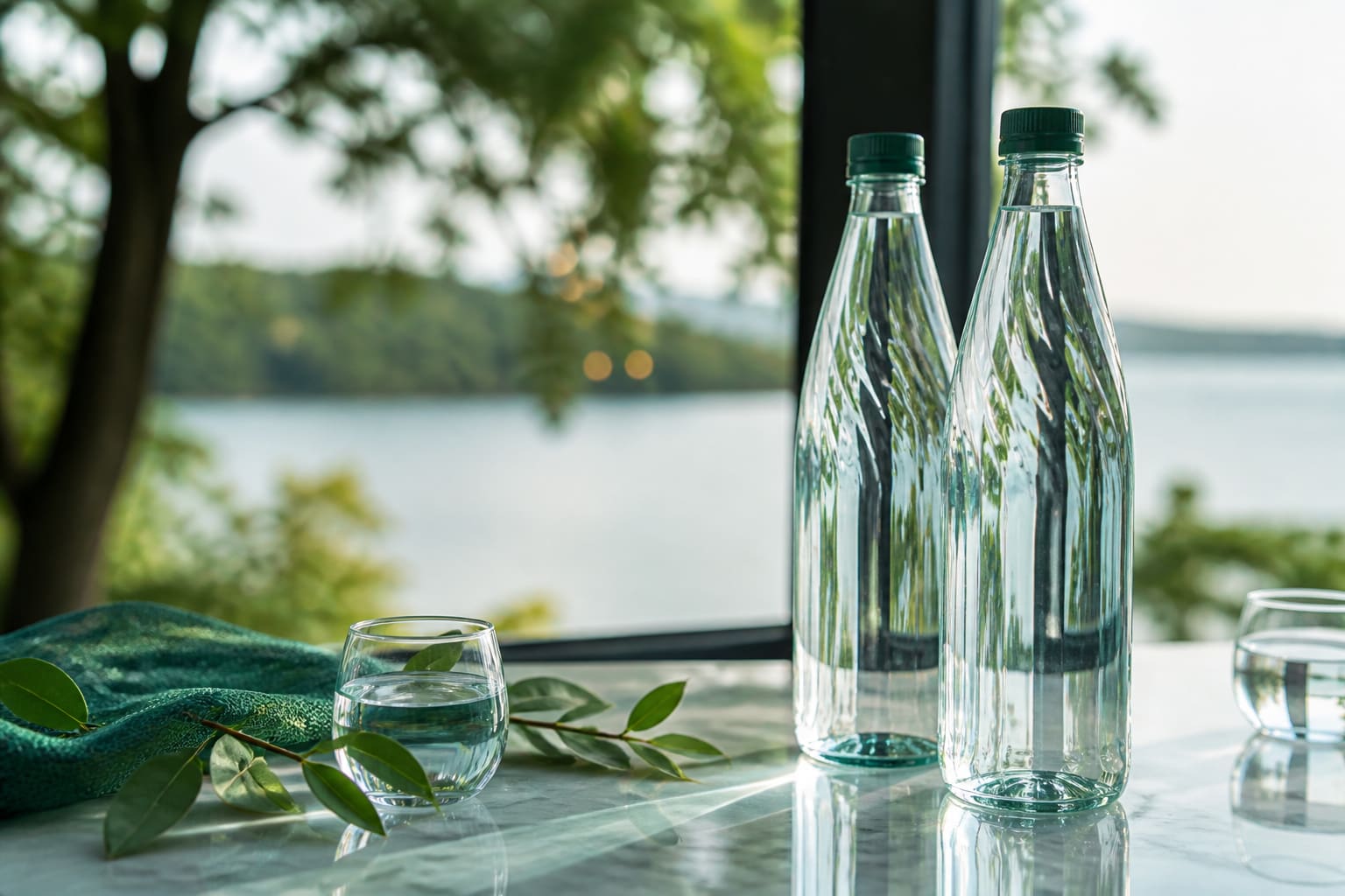 Matana Springs purified drinking water bottles in soft natural light
